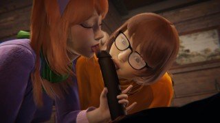 Scooby Doo – Velma and Daphne Halloween threesome – 3D Porn