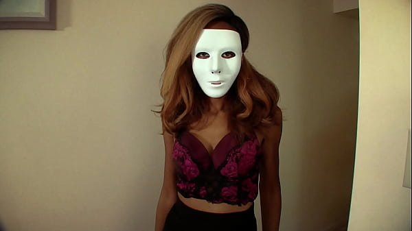Black Girl Anastasia Valentine Masturbates in a White Mask