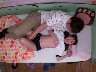 Small titted teen girl in stockings sucking Dick