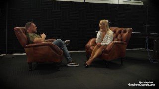 Blonde Milf fucks 5 guys at the same time