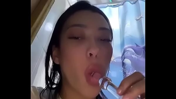 Latina teen deepthroats and drools on dildo