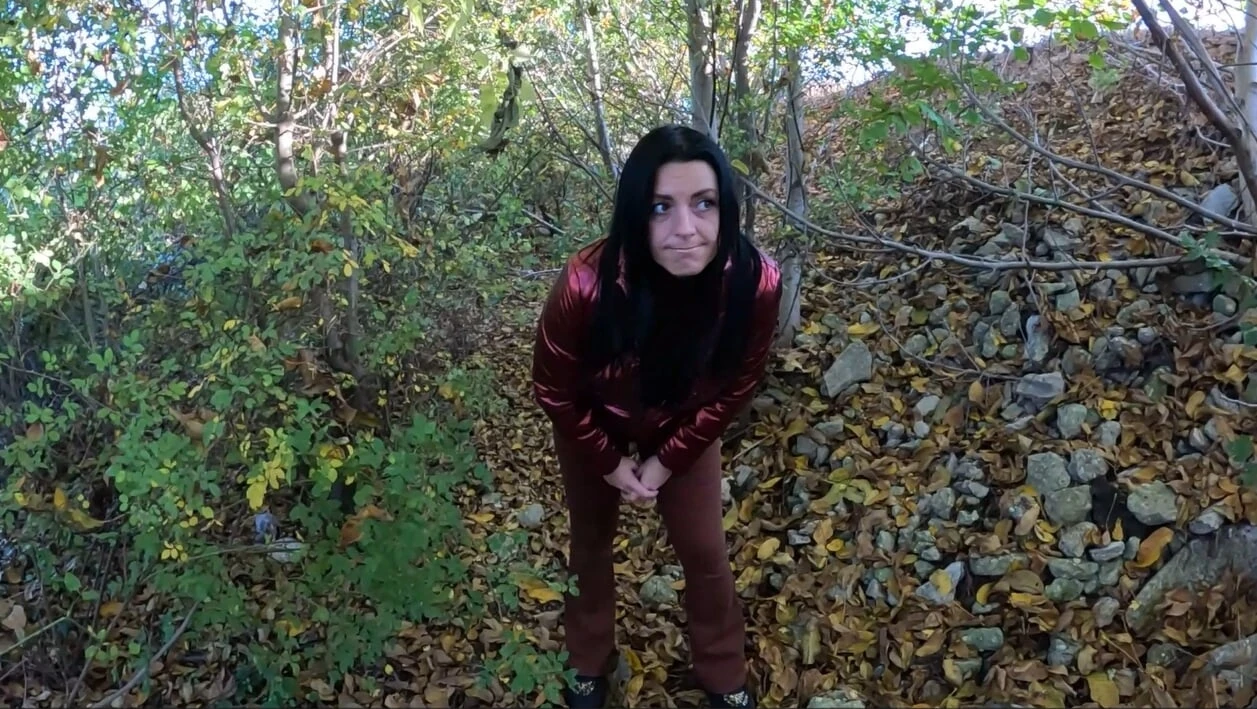 Risky Outdoor Blowjob by the Lake Red Shiny Downjacket Fetish 316