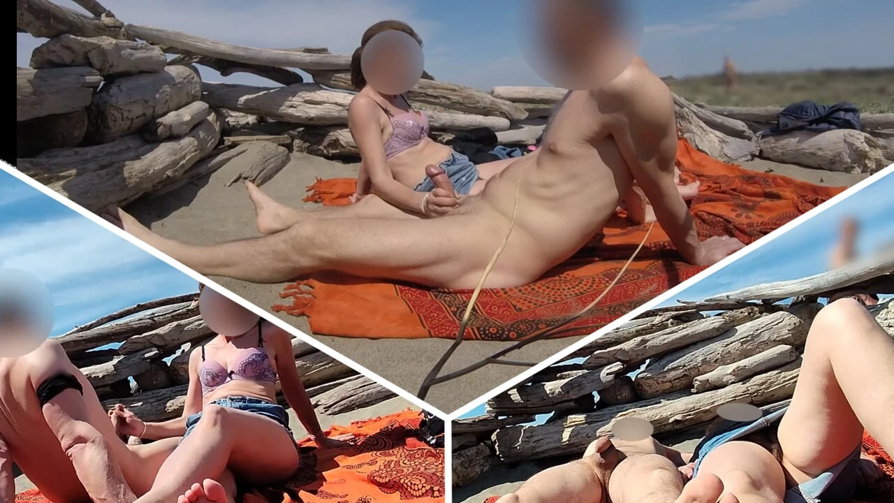 Stranger caught my wife touching cock on a nude beach in public – MissCreamy