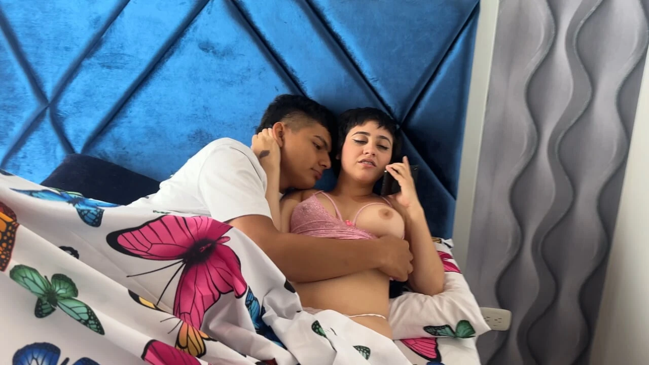 While my sexy horny stepsister talks on call with her boyfriend I detonate her tight and rich ass with my huge cock until she makes it co